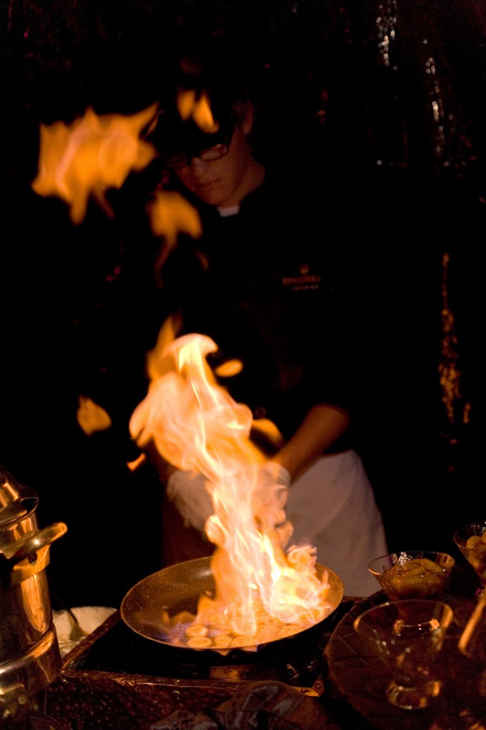 flames from this delicious dessert are a treat unto themselves for guests!